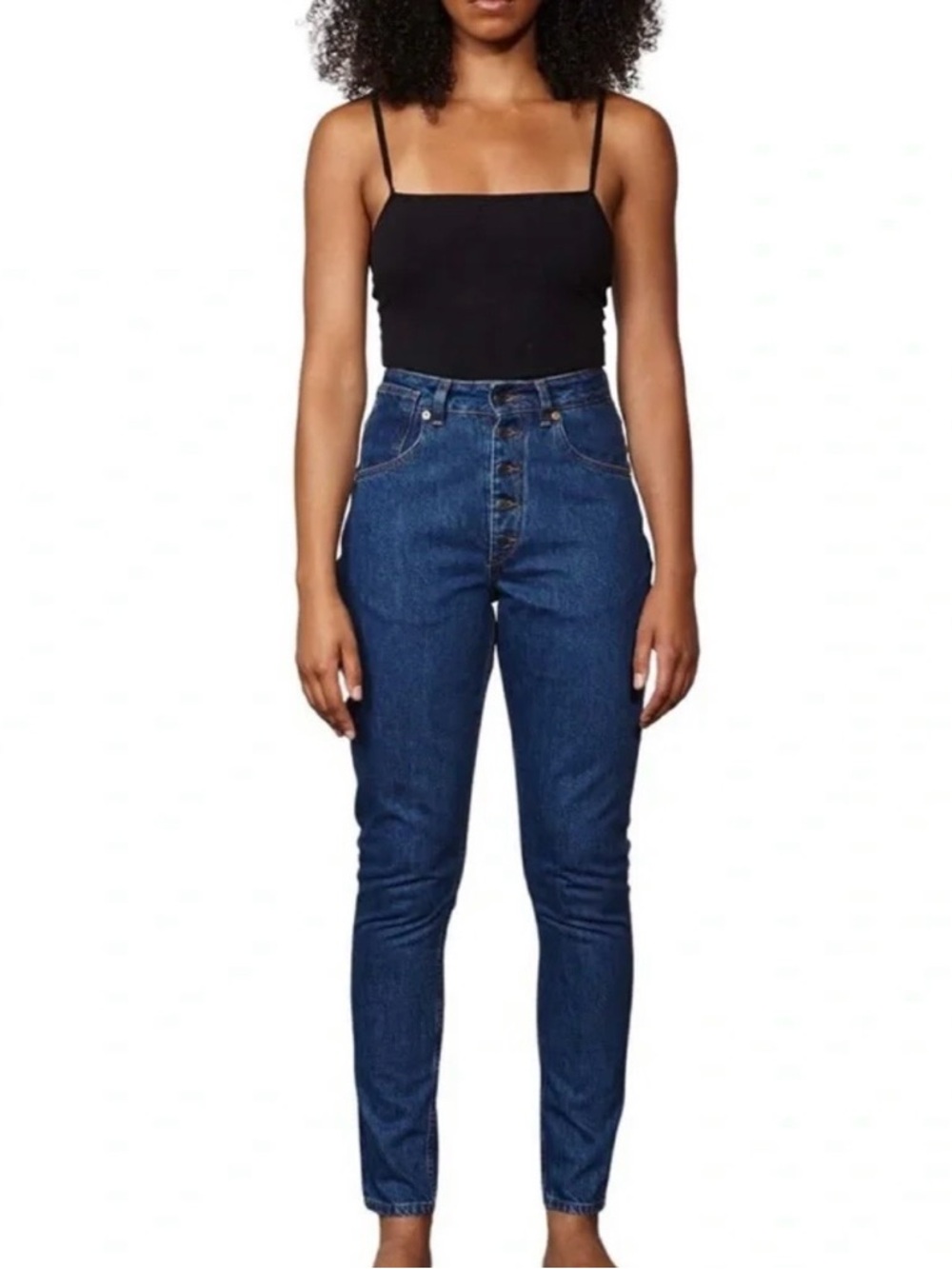 Decade Studio Pamela Jeans 28 High Rise Button Fly Denim Made in Portugal